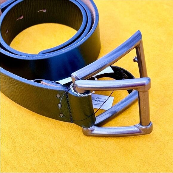 Free People Rowan Metallic Green Leather Boho Double Buckle Belt Size XS/SM NWT - Picture 4 of 11